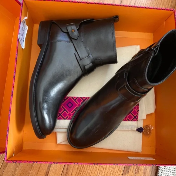 Tory Burch Women's Black Colton Flat Leather Bootie
